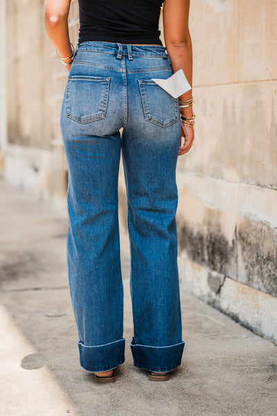 High Rise Wide Cuff Jeans