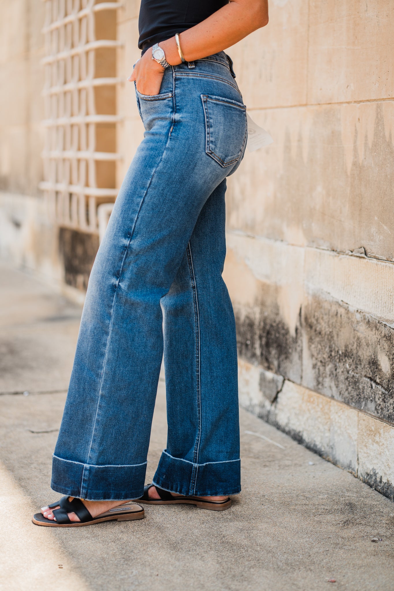 High Rise Wide Cuff Jeans