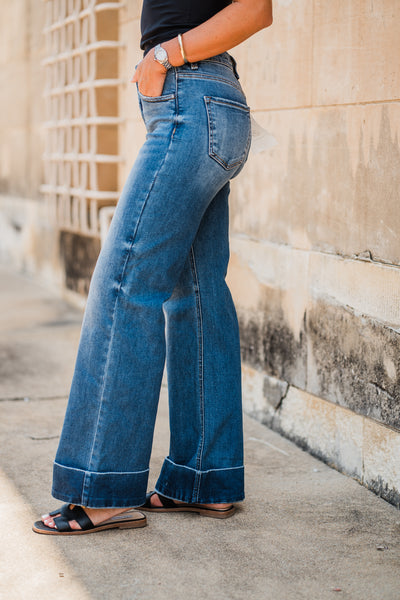 High Rise Wide Cuff Jeans