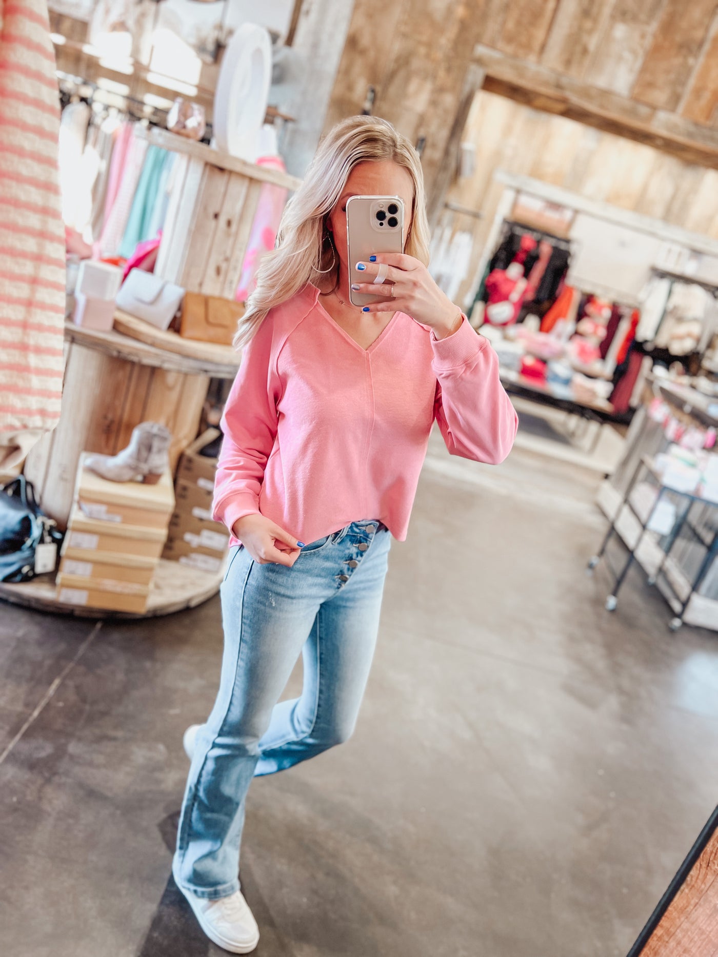 Flamingo Pink Pullover Sweatshirt