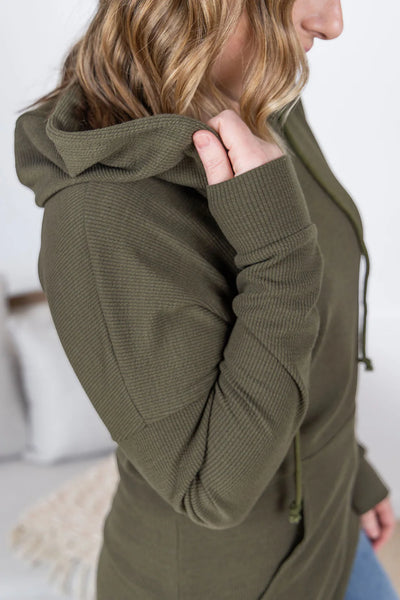 Kacey Ribbed Hoodie- Olive