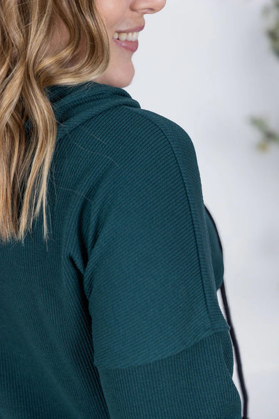 Kacey Ribbed Hoodie- Deep Teal