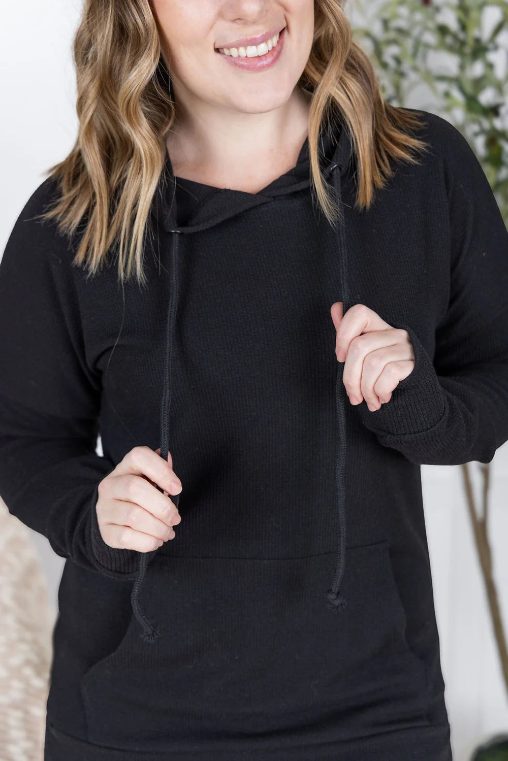 Kacey Ribbed Hoodie- Black
