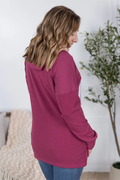 Kacey Ribbed Hoodie- Mulberry