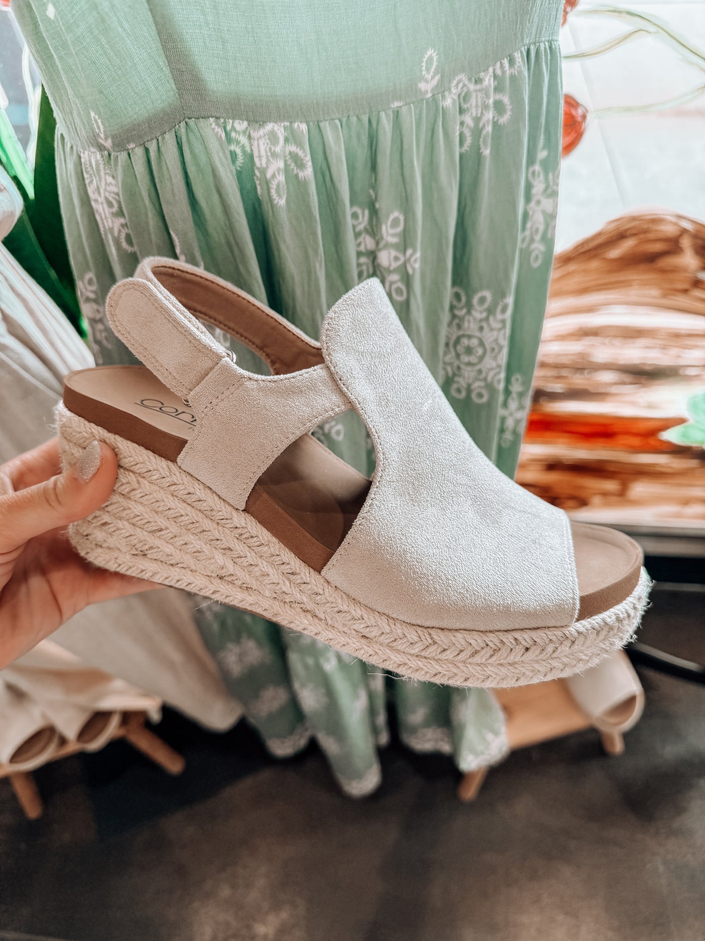 Corkys Pose- Sand Faux Suede