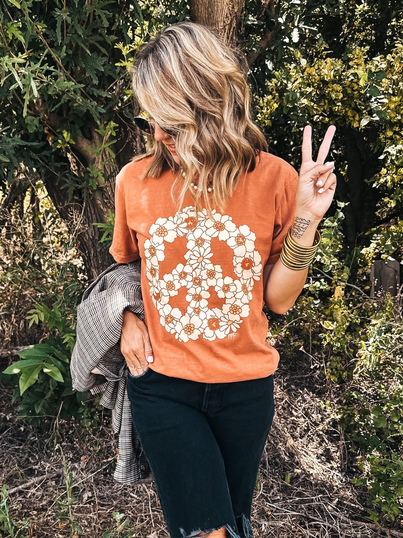 Peace Fall Floral Tee
