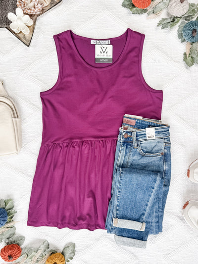 IN STOCK Renee Ruffle Tank - Dark Purple