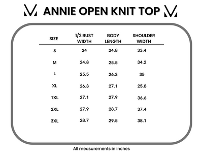 IN STOCK Annie Open Knit Top - Brown