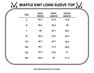 IN STOCK Waffle Knit Long Sleeve Top - Pumpkin
