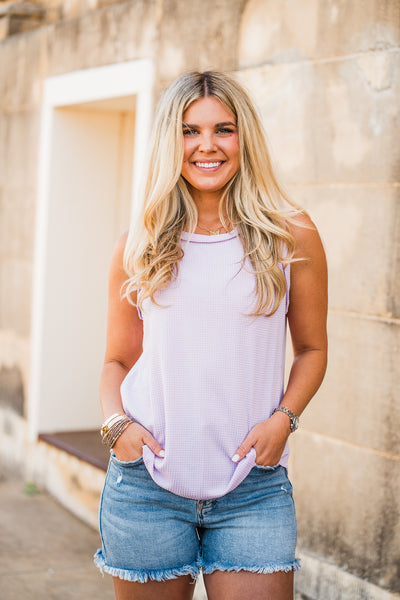 Round Neck Tank Top-Lilac