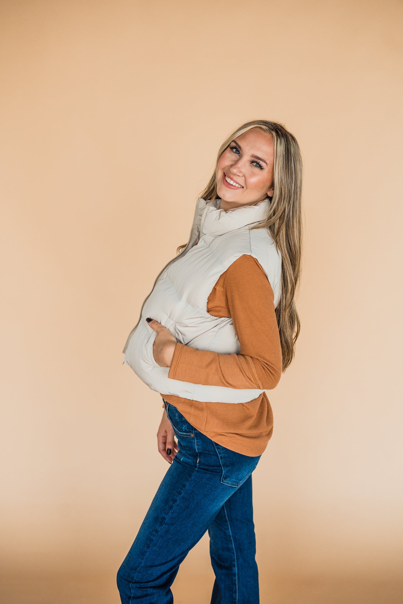 Cream Issey Puffer Vest