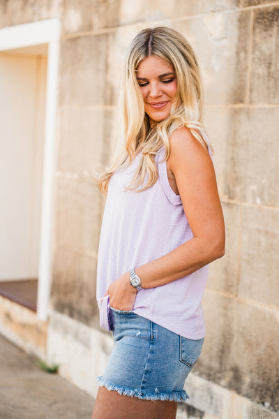 Round Neck Tank Top-Lilac