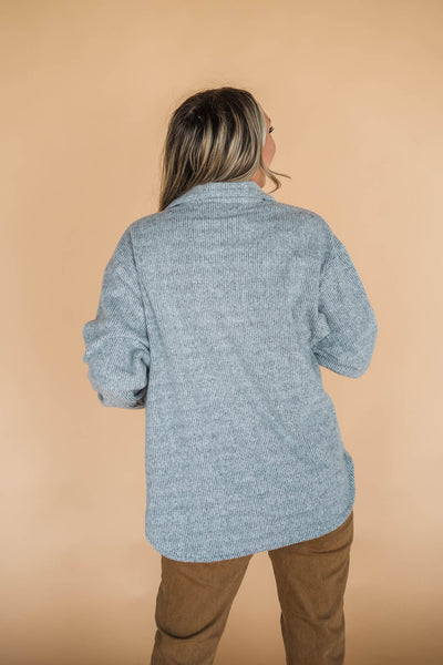 Heather Grey Brushed Button Down Shacket