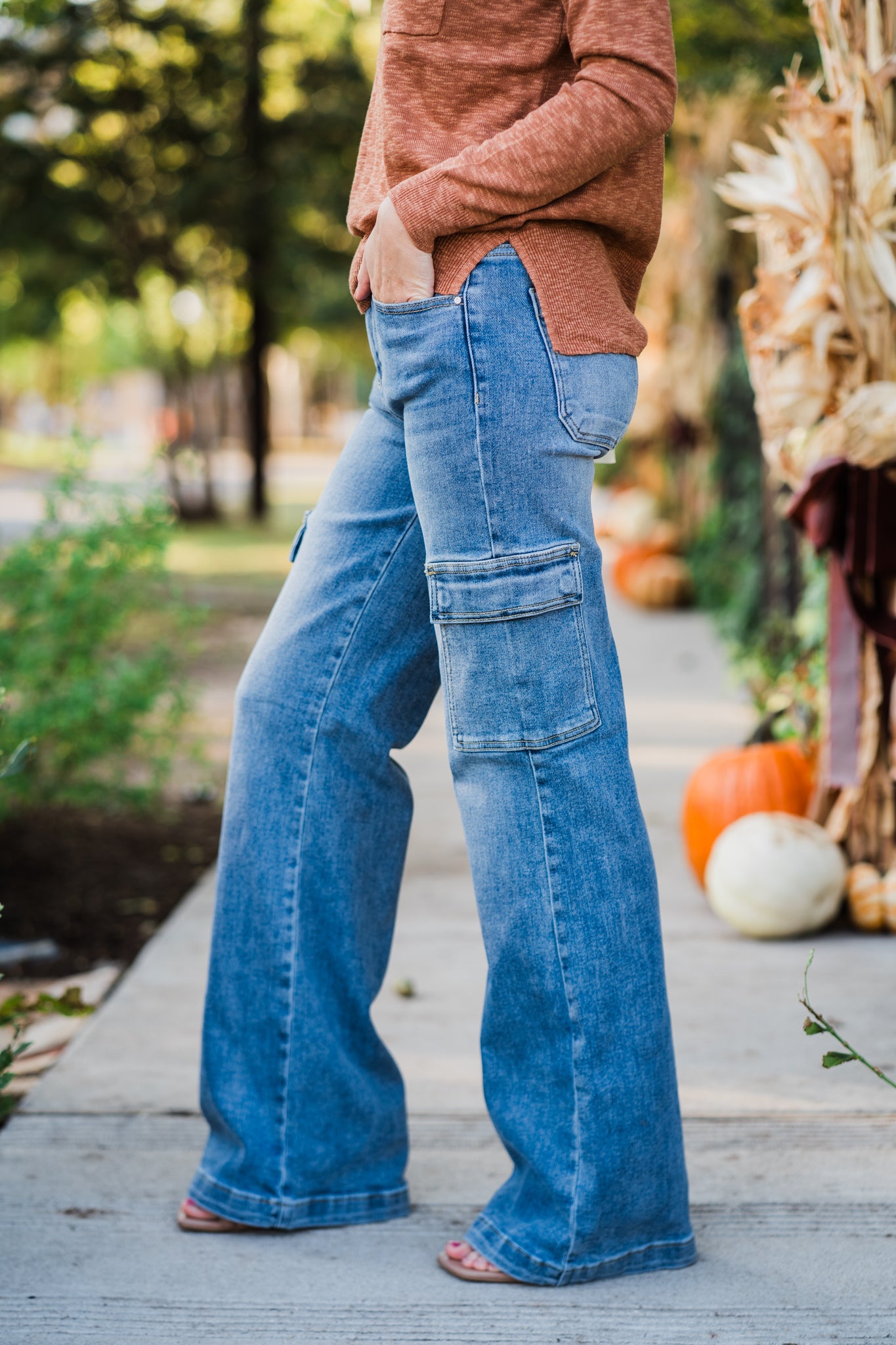 High Rise Wide Cargo Jeans