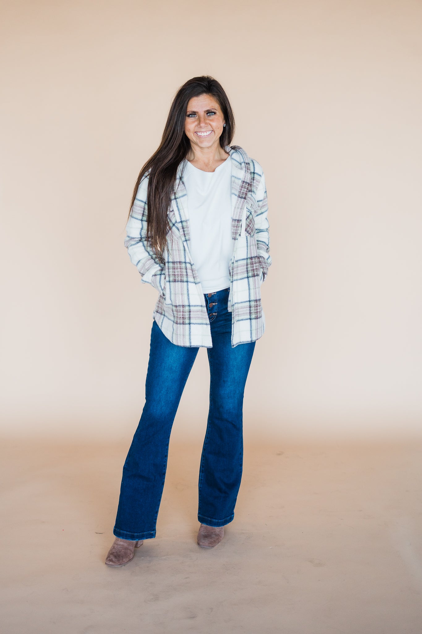 Almira Jacket- Mauve Green Plaid