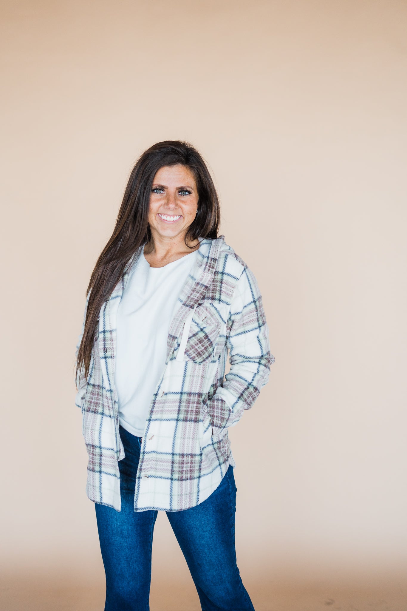 Almira Jacket- Mauve Green Plaid