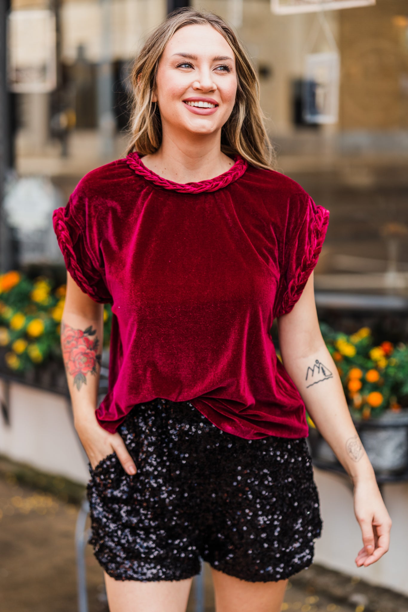 Ruby Velvet Cap Sleeve Holiday Top