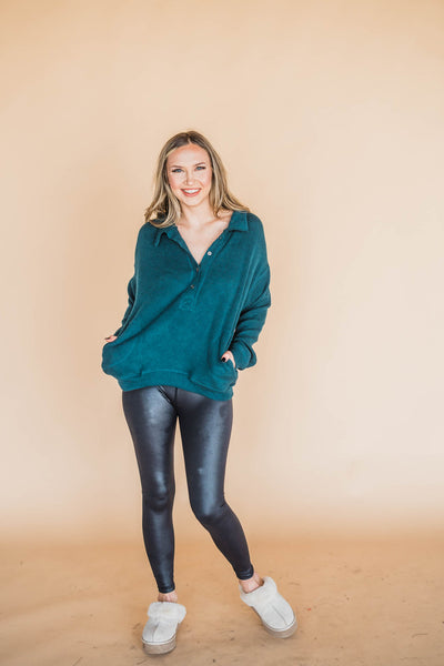 Teal Blue/Green Heavy Knit Pullover