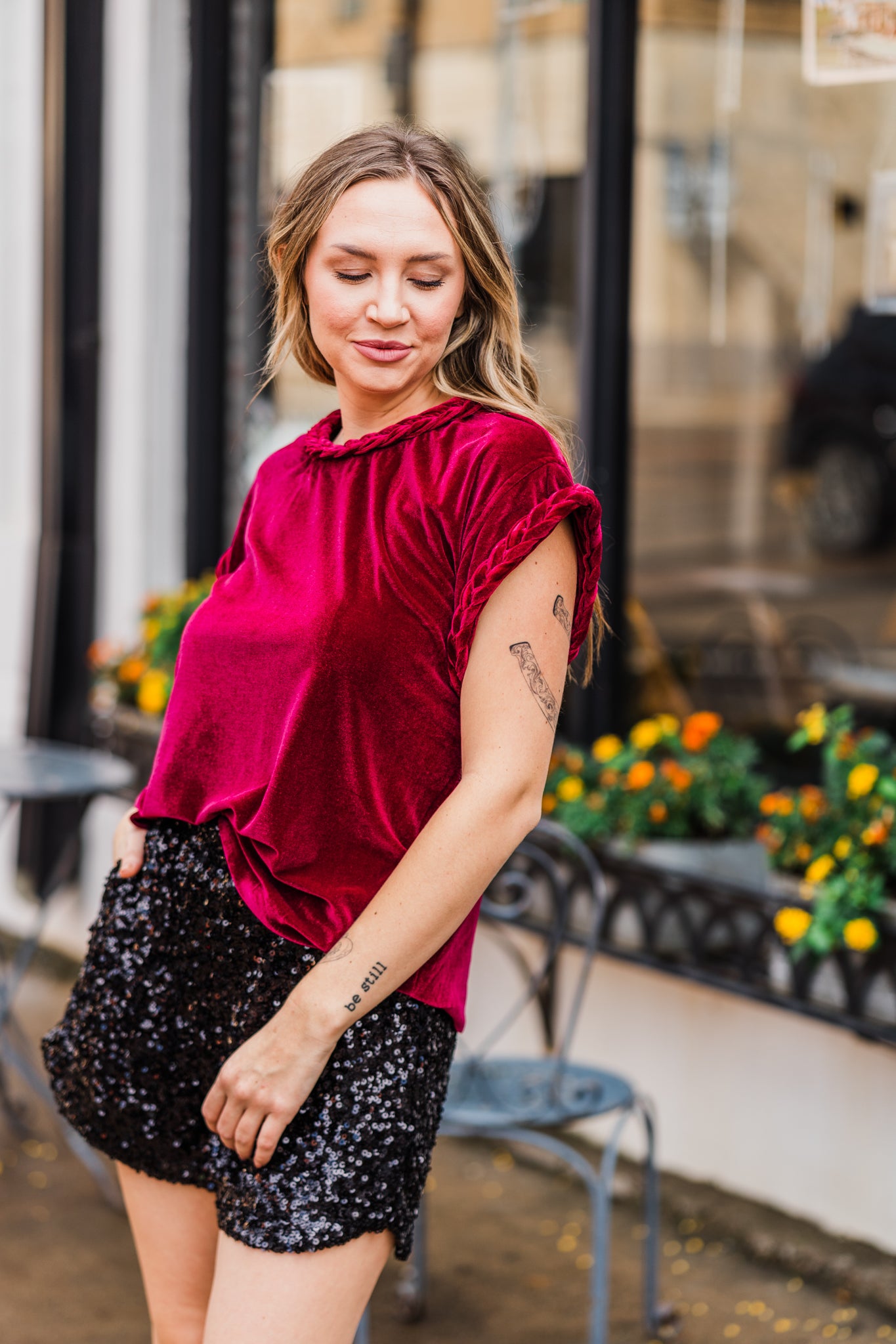 Ruby Velvet Cap Sleeve Holiday Top