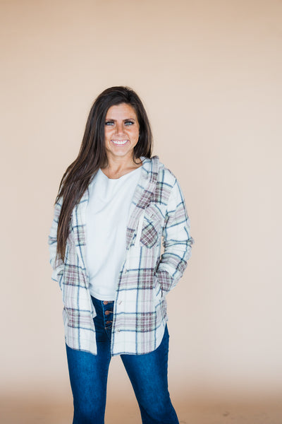 Almira Jacket- Mauve Green Plaid