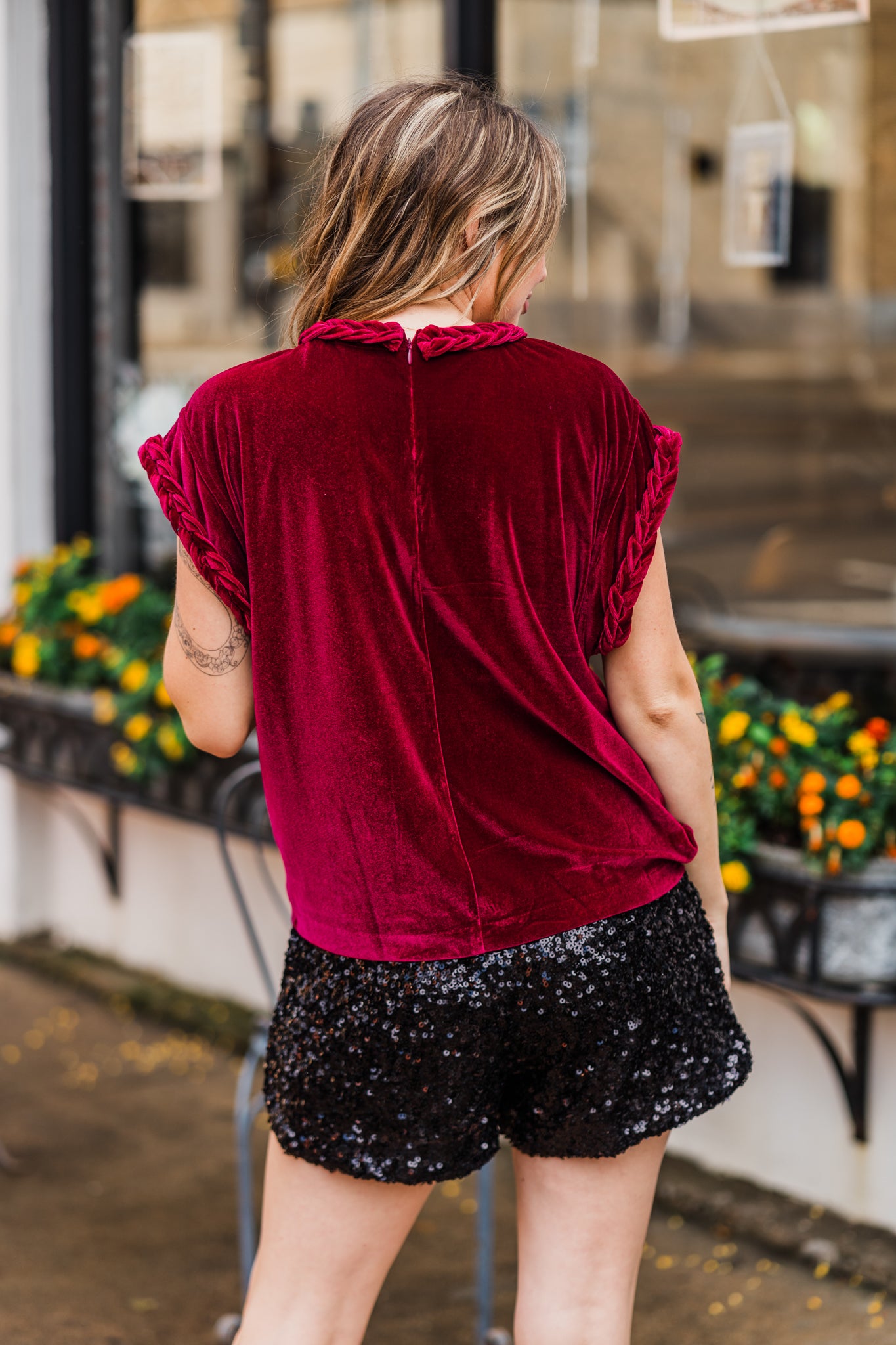 Ruby Velvet Cap Sleeve Holiday Top