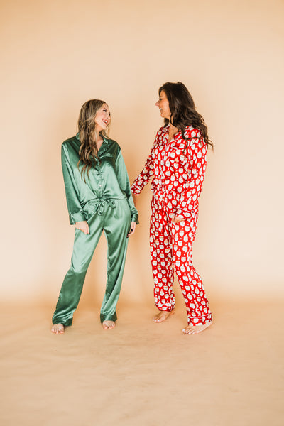 Spruce Silky Satin Pajama Set