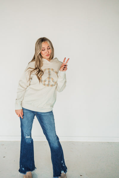 Oatmeal Peace Sign Pullover