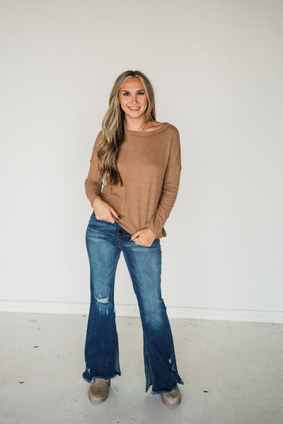 Dusty Camel Thermal Knit Top
