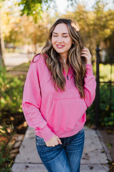 Bright Pink Hooded Sweatshirt