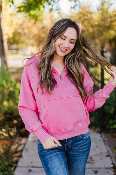 Bright Pink Hooded Sweatshirt