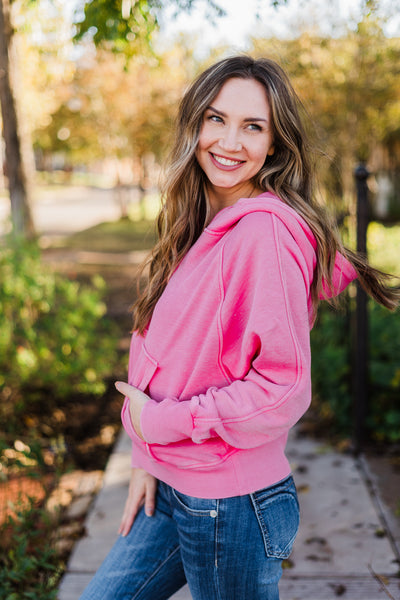 Bright Pink Hooded Sweatshirt