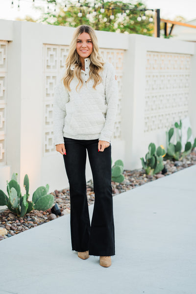 Geometric Snap Pullover- Oatmeal