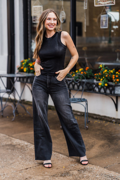 Black Glitter Tank Top