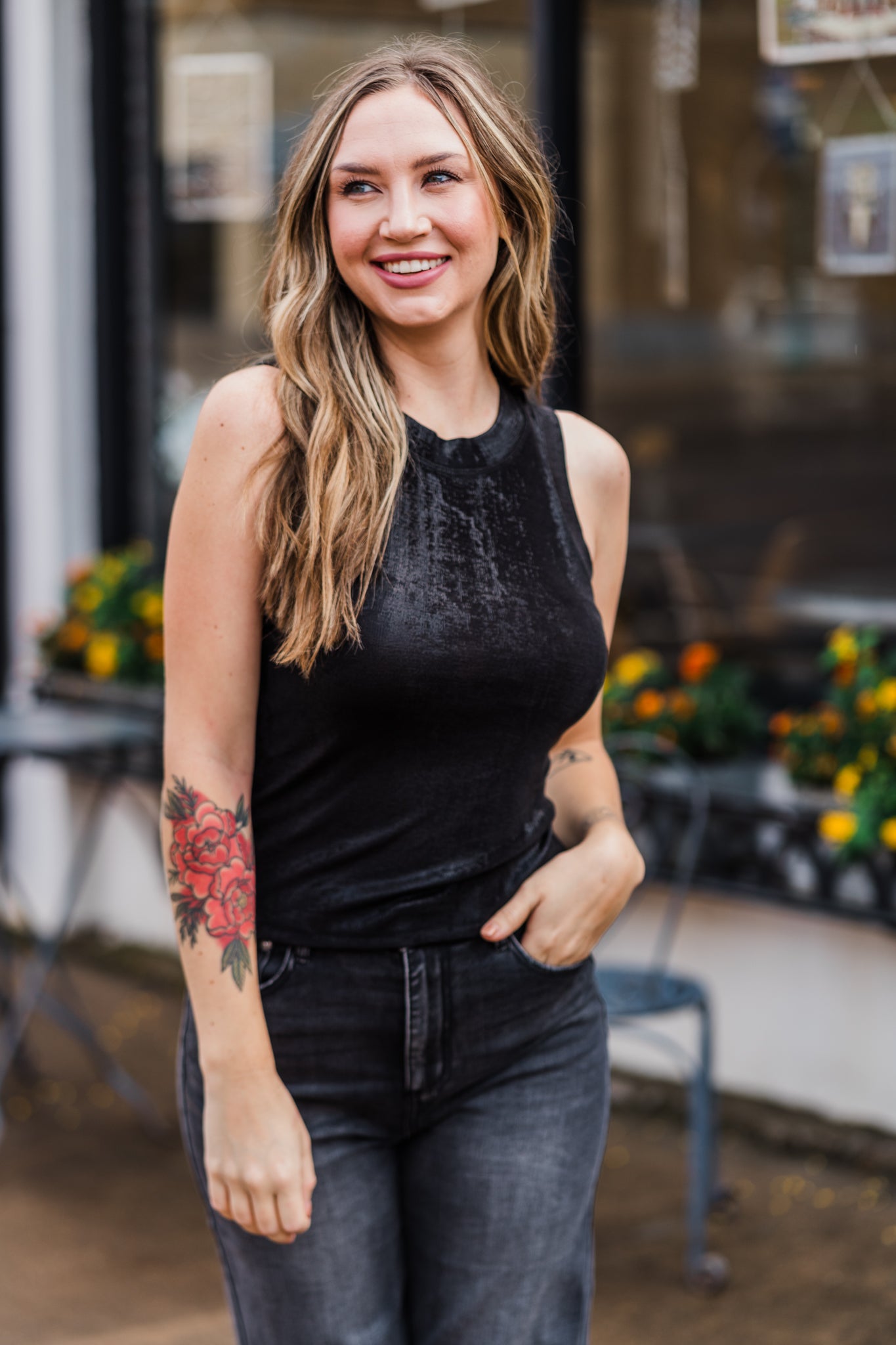 Black Glitter Tank Top