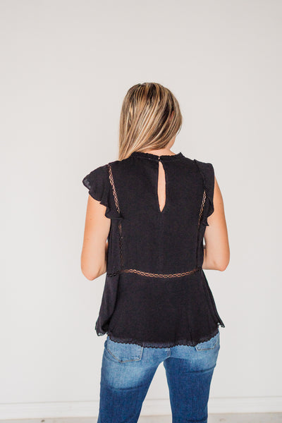 LACE TRIM BABYDOLL PEASANT TOP