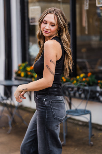 Black Glitter Tank Top