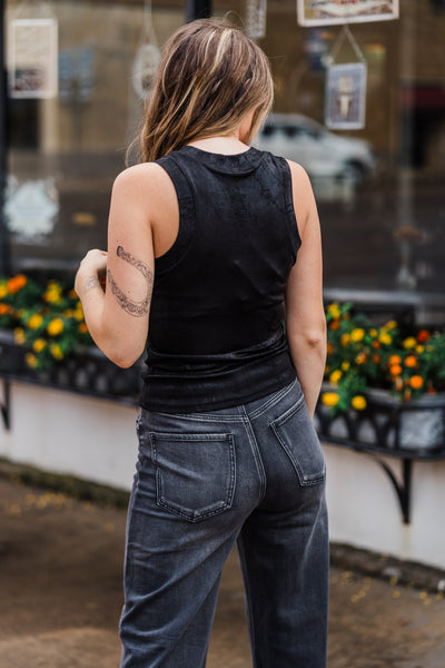 Black Glitter Tank Top