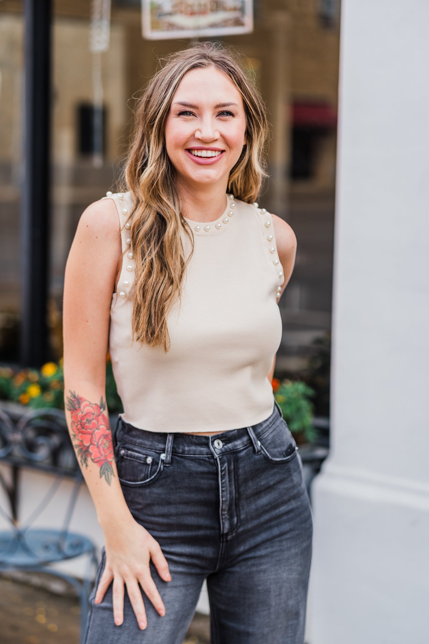 Pearl Embellished Tank