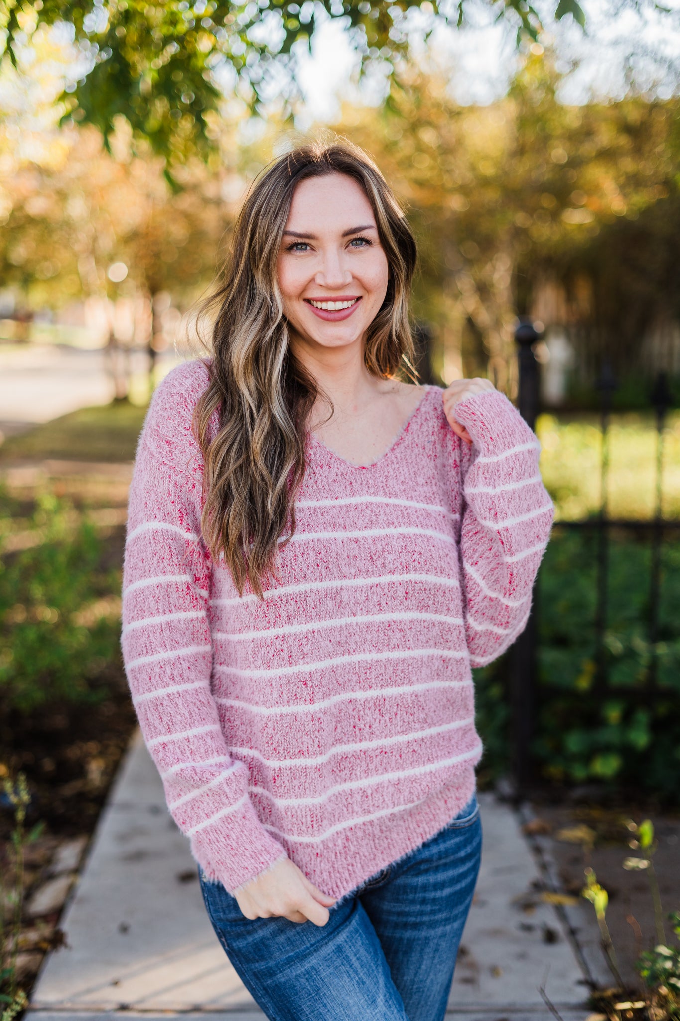 Red Cozy Striped Sweater