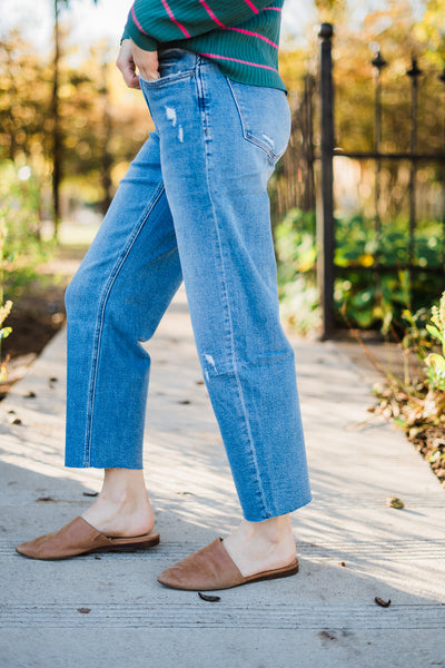 High Rise Mid Barrel Jeans