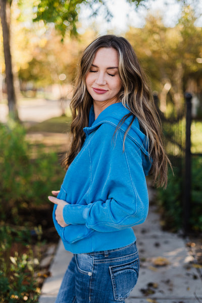 Blue Hooded Sweatshirt