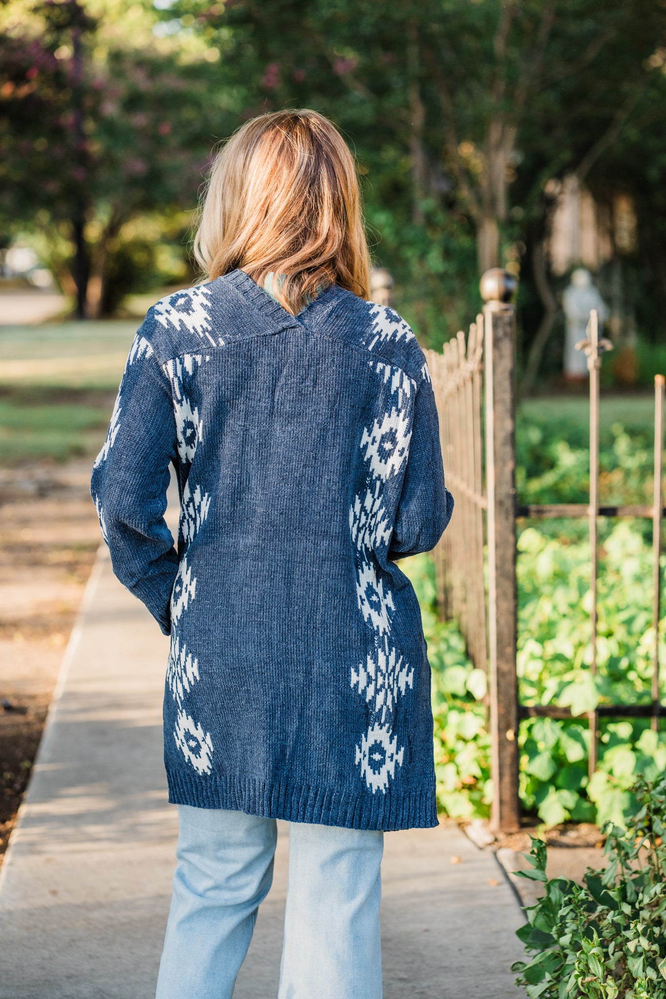 Southwestern Open Front Cardigan- Indigo