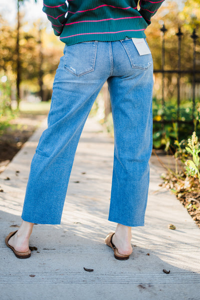 High Rise Mid Barrel Jeans