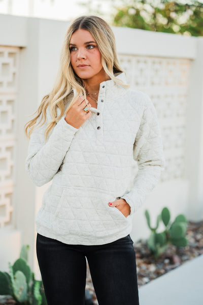 Geometric Snap Pullover- Oatmeal