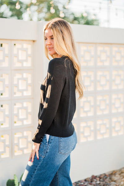 Signature Button Cuff Top- Black