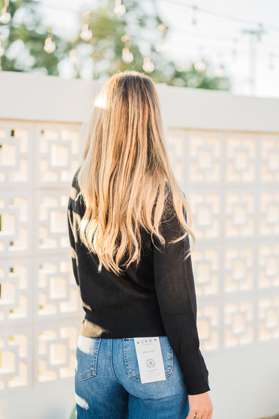 Signature Button Cuff Top- Black