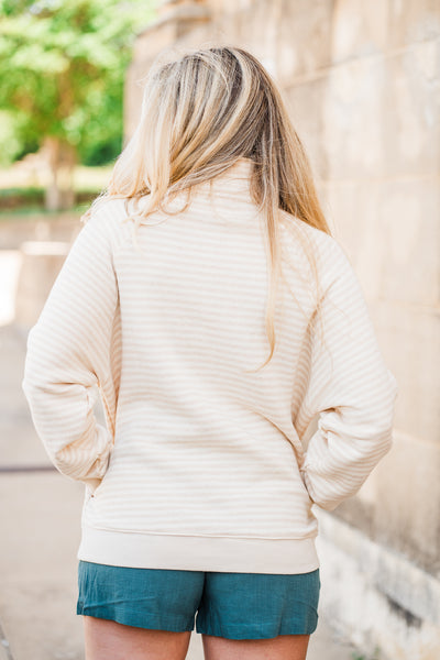 Striped Button Up Pullover Sweatshirt