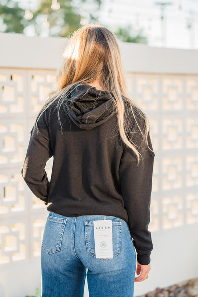 Kacey Ribbed Hoodie- Black