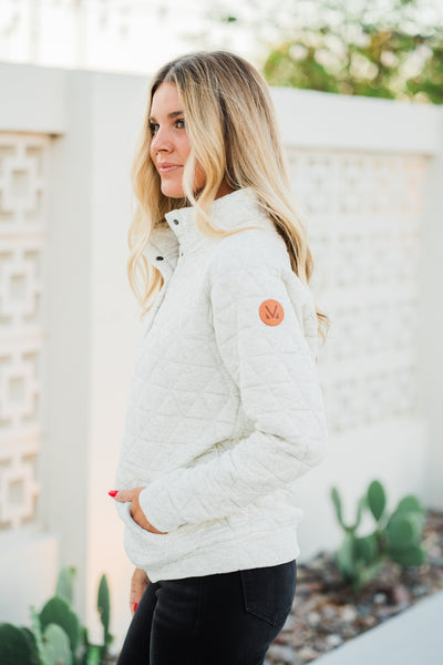 IN STOCK Geometric Button Snap Pullover - Oatmeal