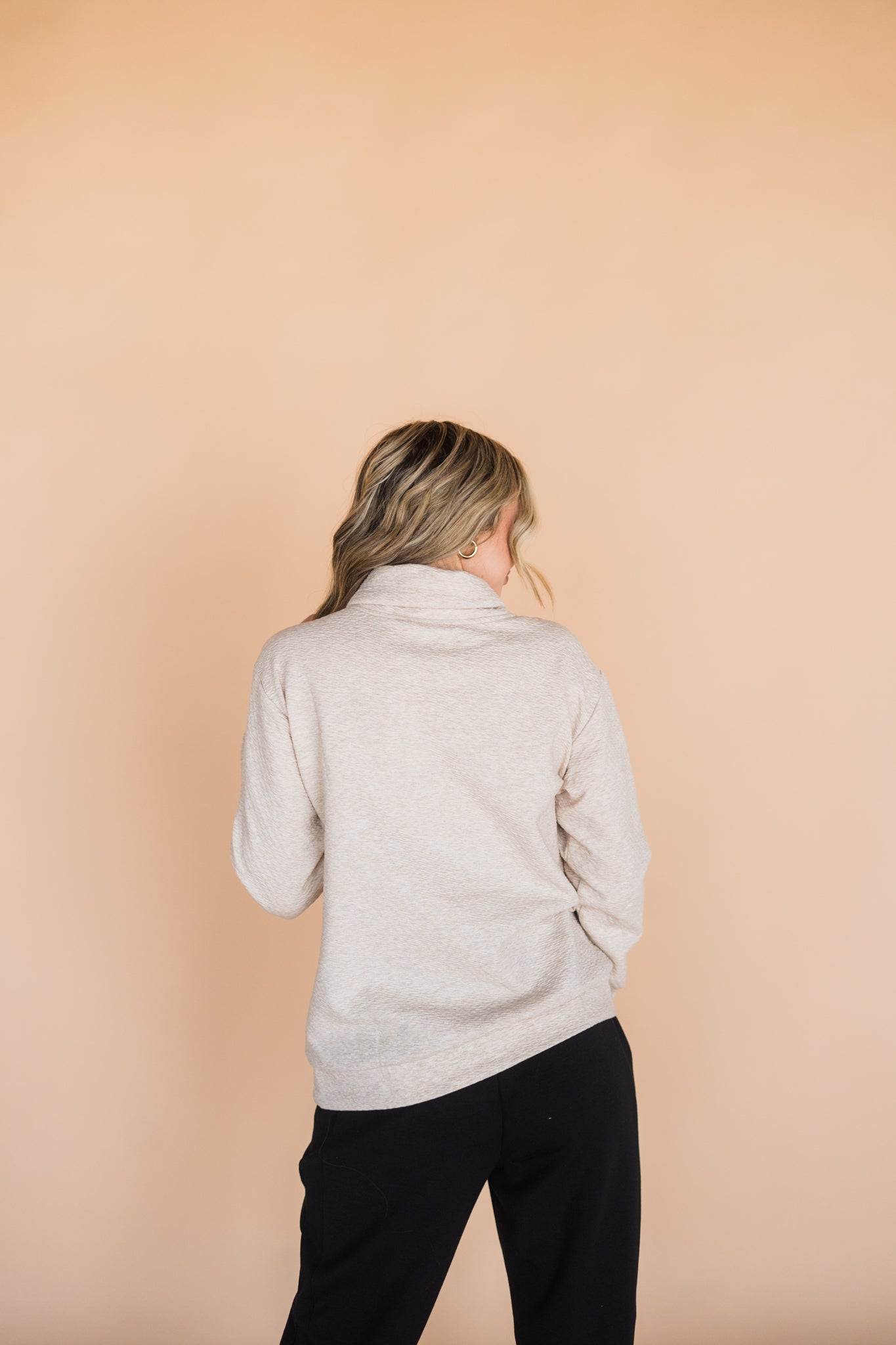 Oatmeal Funnel Neck Pullover